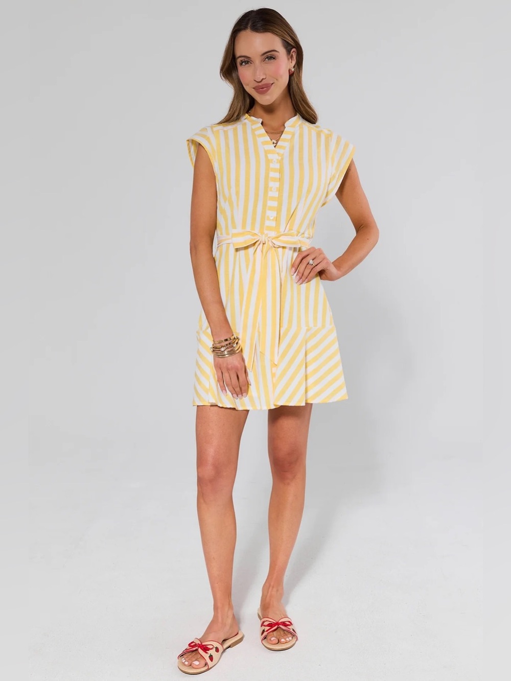 NWT Avara Erica Yellow Striped Short Dress Sz S